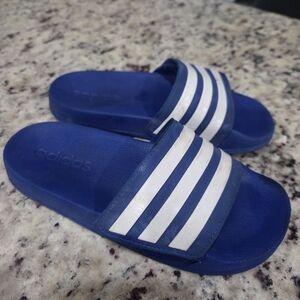 Adidas Kids Blue and White Slide Sandals Sz 1